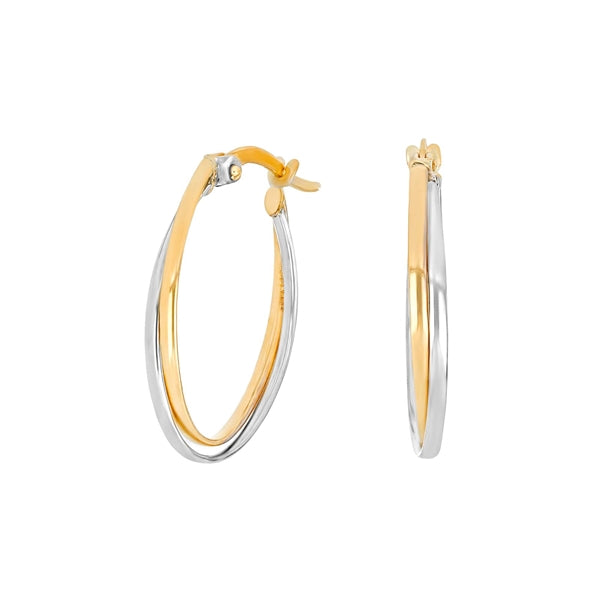 Siersbøl ovale creoler i bicolor 8 kt guld 23 x 14 mm